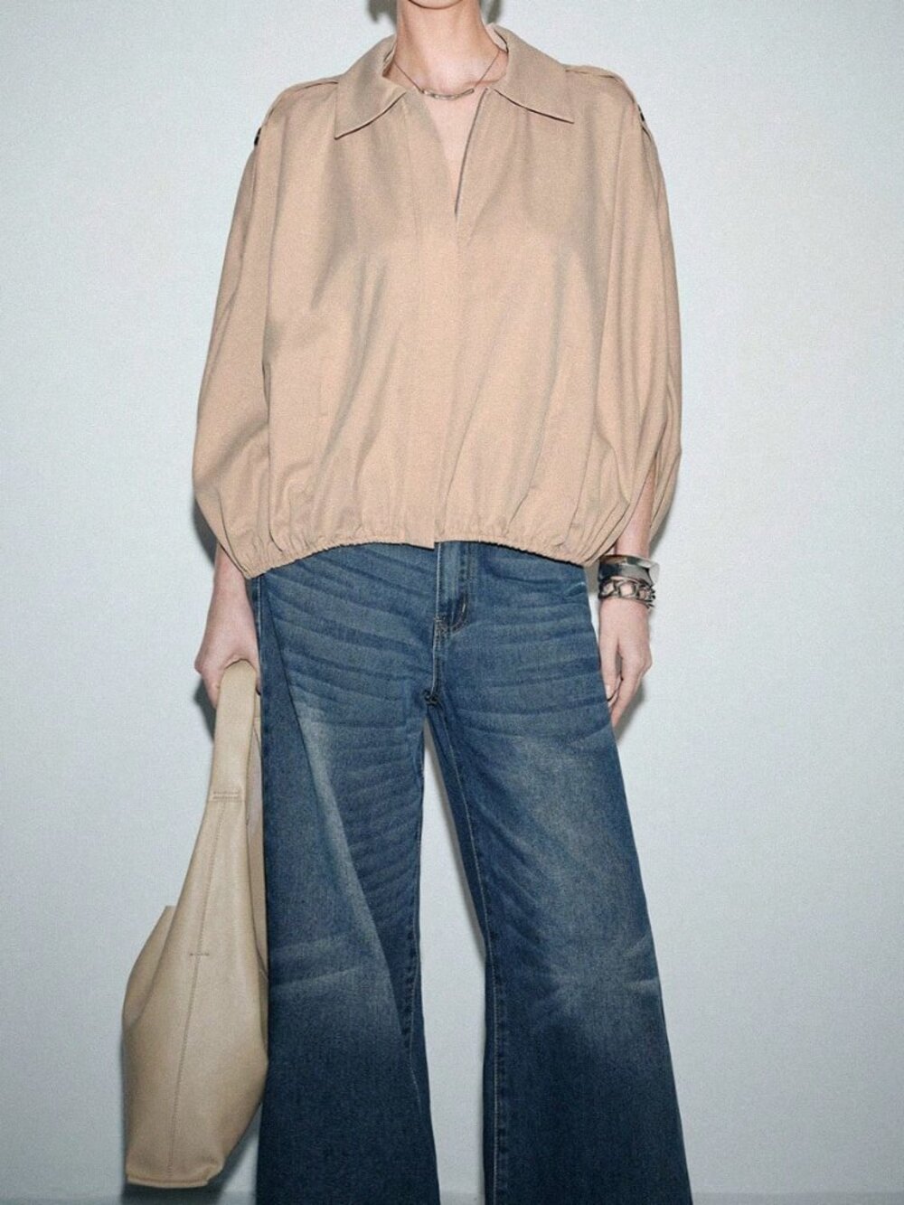 Khaki Casual Women's Lapel Long Sleeve Jacket - Picture 5 of 8